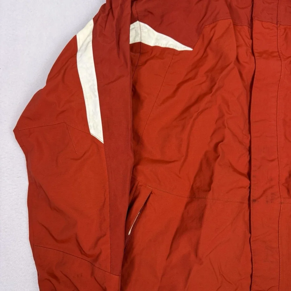 The North Face HyVent Ski Jacket Men's XL Red‎ Hooded Shell Stained